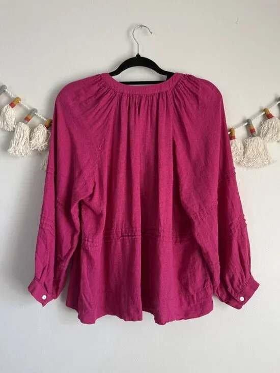 Rails Frances Radiance Linen Blend Button Front Lightweight Top Coastal Beachy - Picture 2 of 8